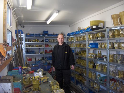 Mick Hewitt in the transmission stores
